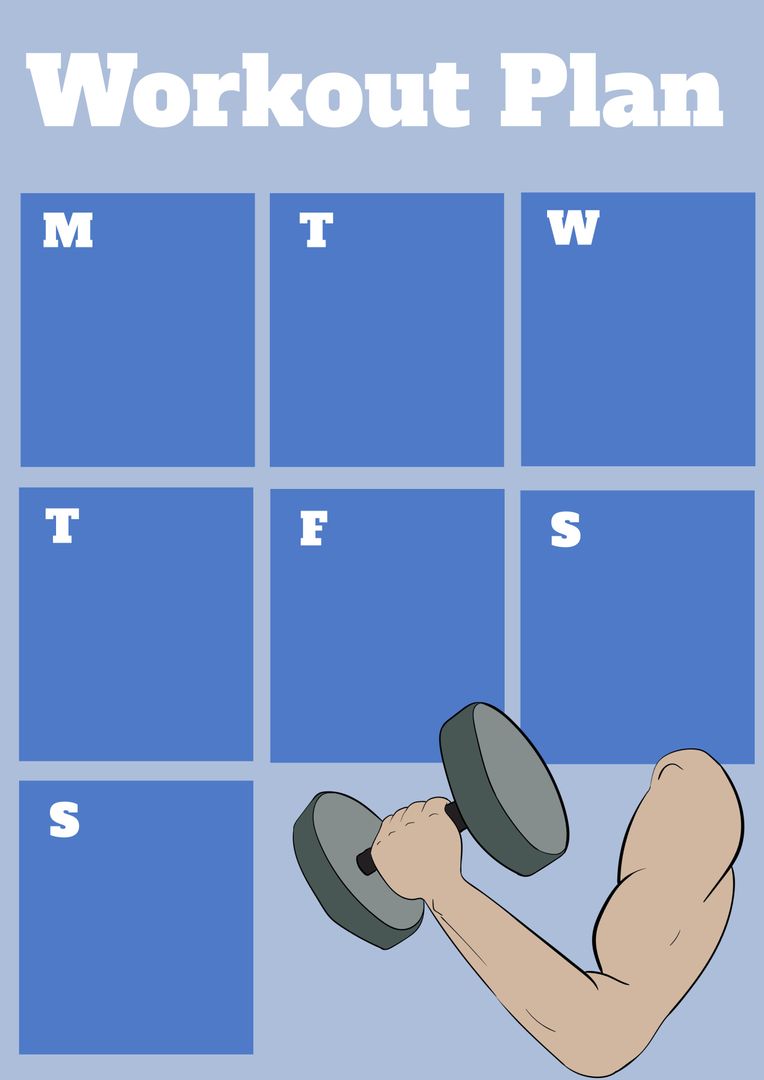Weekly Workout Plan Template with Dumbbell Graphic - Download Free Stock Images Pikwizard.com