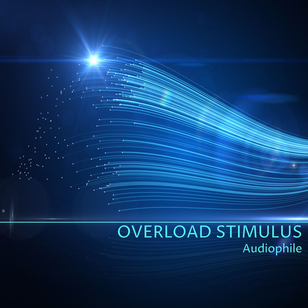 Overload Stimulus Audiophile Text with Blue Light Trails on Black Background - Download Free Stock Templates Pikwizard.com