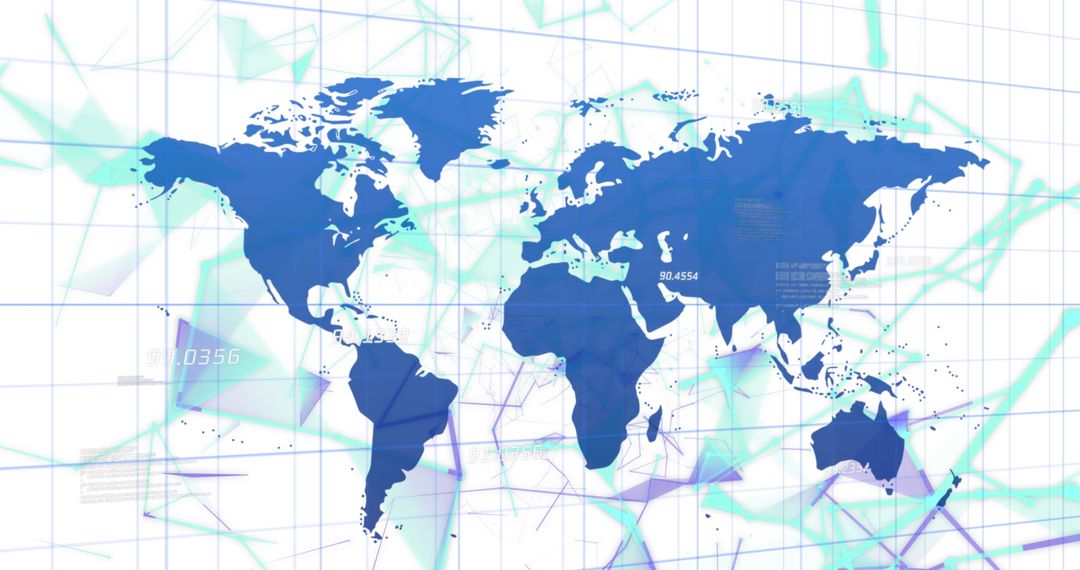 Global Digital Network Connections on World Map