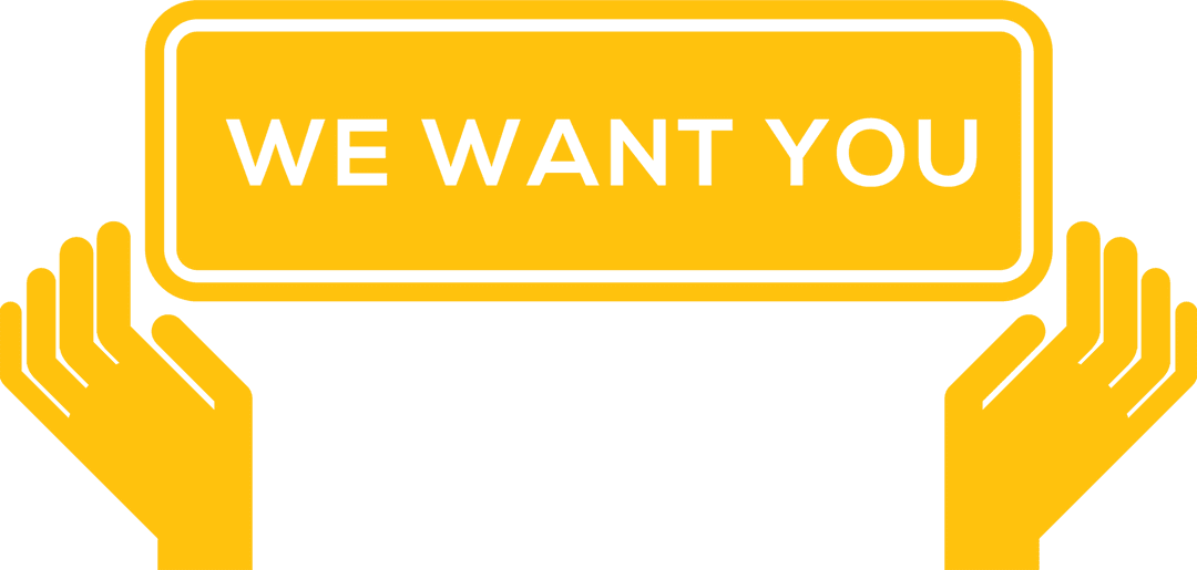 Transparent Recruiting Message with Hands Lifting Banner