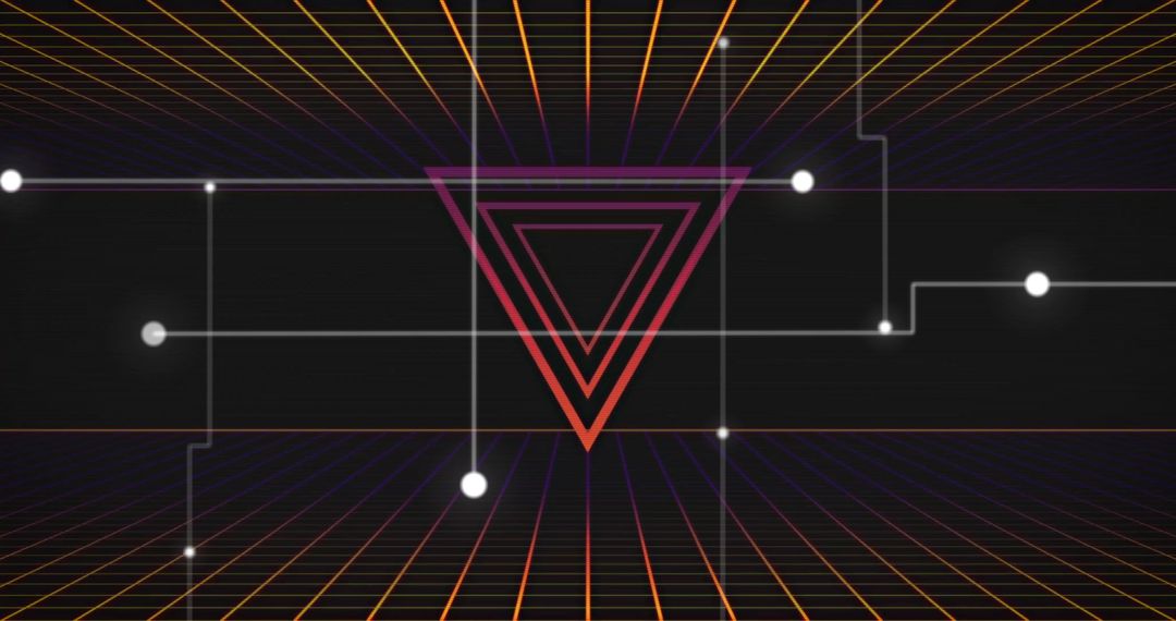 Futuristic Neon Triangle Abstract with Glowing Grid Lines