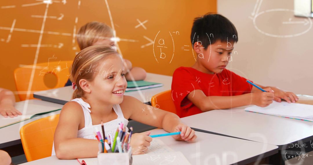 Happy Children Engaged in Mathematics Class Work