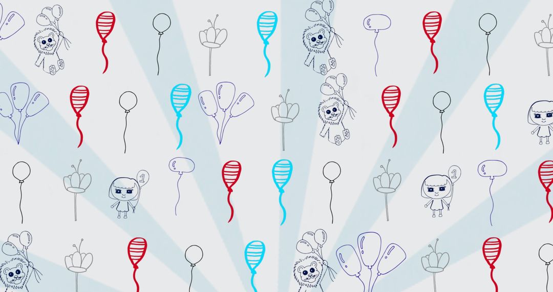 Playful Animals and Colorful Balloons on Gray Background