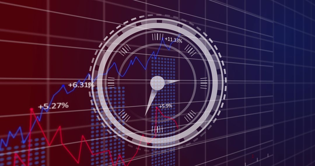 Clock Overlapping Data Charts Displaying Business Growth Concepts