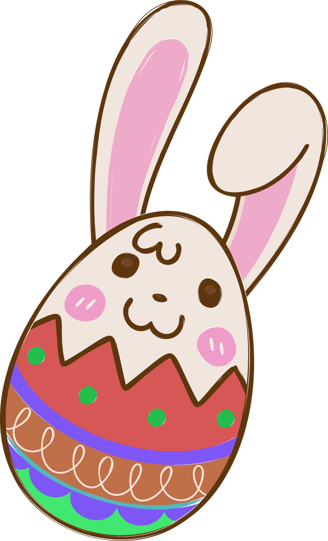 Whimsical Rabbit-Eared Egg with Festive Patterns Transparent