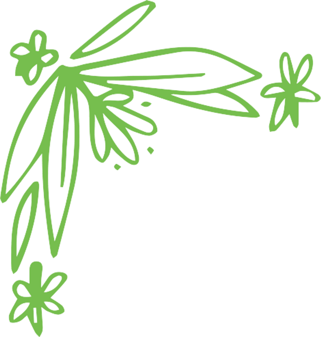 Abstract Green Floral Shapes on Transparent Background