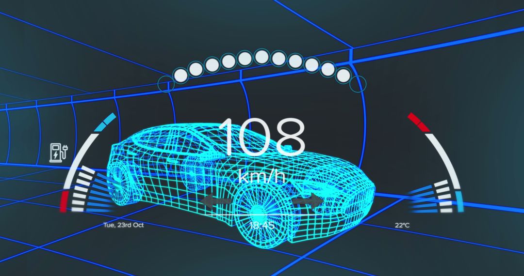 Digital Car Interface with Speedometer and Design Elements