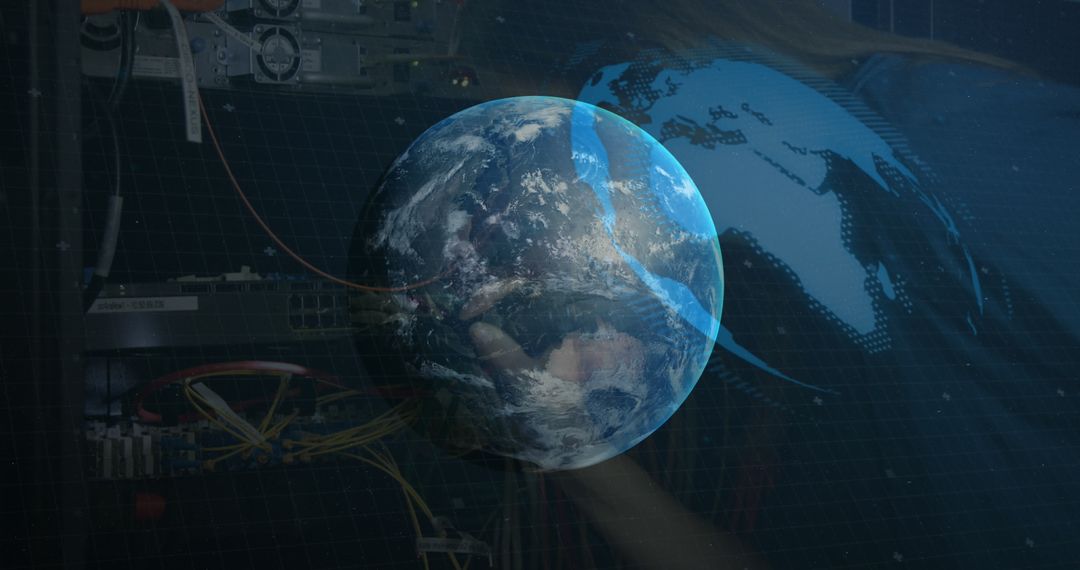 Digital Globe with Circuit Board Background Illustrating Global Technology