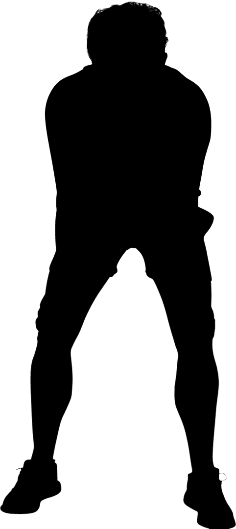 Transparent Silhouette of Sportsman Relaxing Action Posture