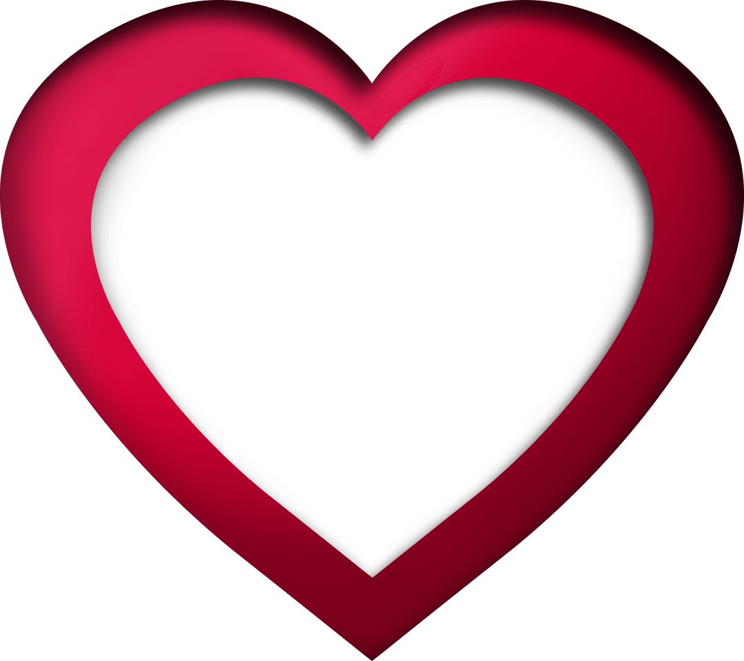 Heart Symbol with Red Outline on Transparent Background
