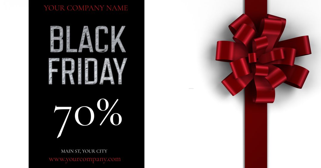 Black Friday Sale Promotion with Red Bow Graphic