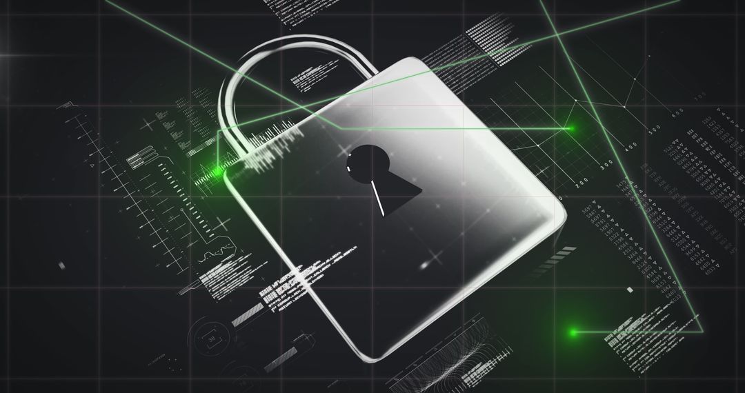 Digital Padlock Overlay with Cybersecurity Graphics
