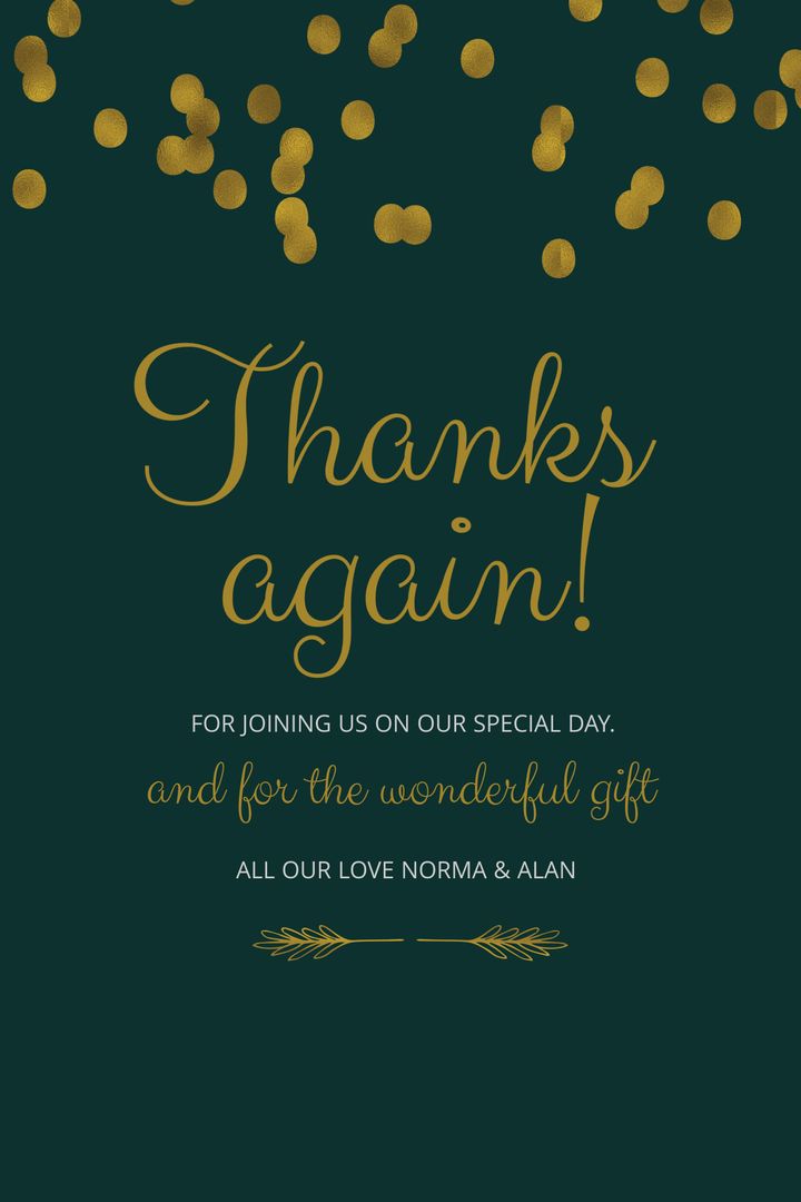 Elegant Thank You Card with Gold Confetti Design