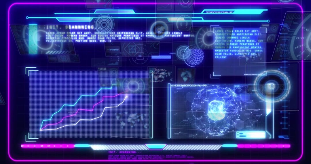 High-Tech Data Processing Interface with Holographic Elements