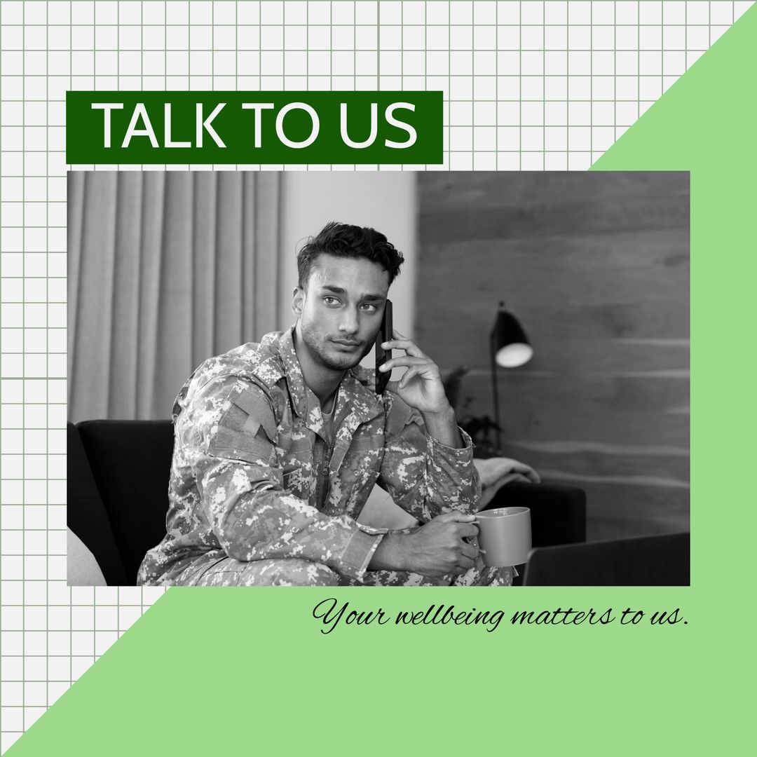 Military Support Hotline Concept with Soldier Telephone Call