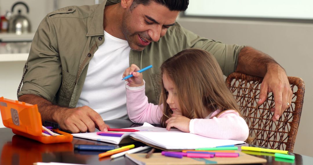 Father Inspiring Daughter During Fun Homework Session - Free Images, Stock Photos and Pictures on Pikwizard.com