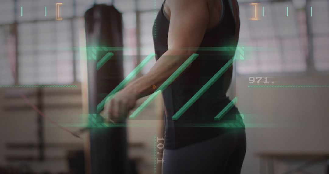 Caucasian Woman Jump Rope with Digital Interface at Gym