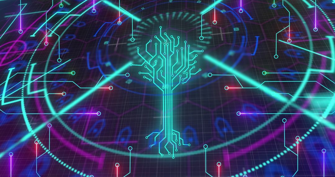 Futuristic Digital Circuitry with Neon Highlights