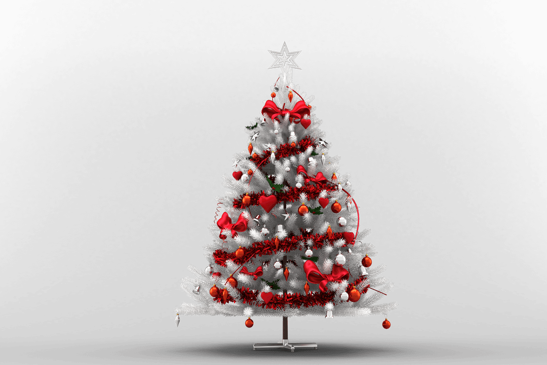 Transparent Festive Christmas Tree with Red Decorations