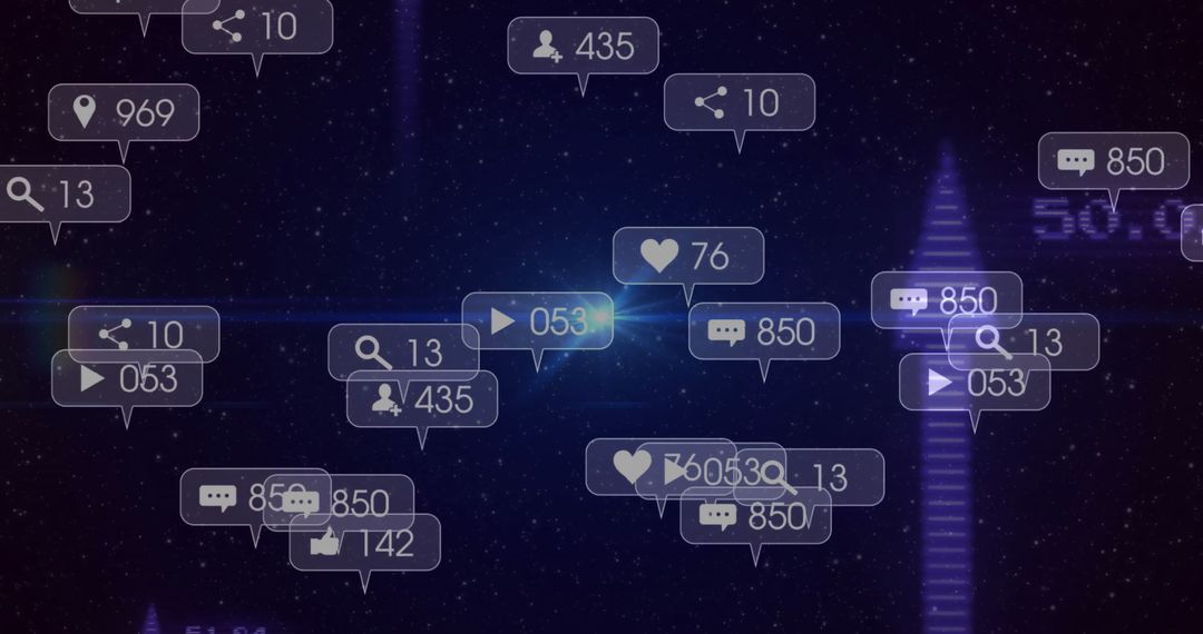 Futuristic Social Media Metrics Interface in Digital Space