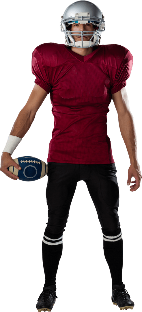 Confident Football Player in Red Jersey on Transparent Background