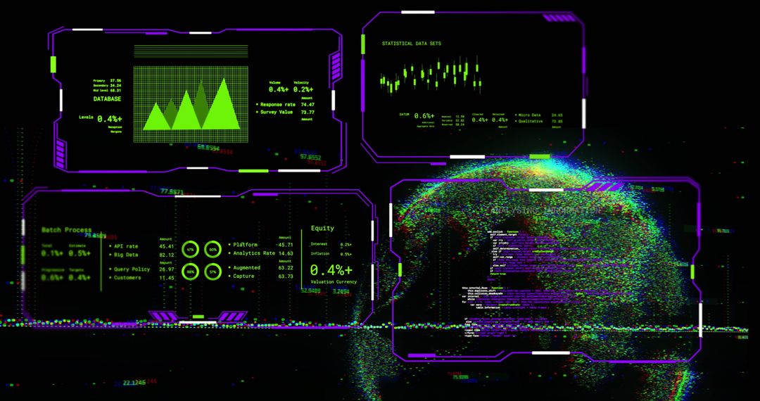 Digital Data Interface with Globe and AI Concepts