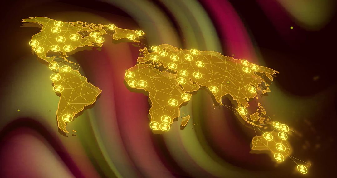 Global Network with People Icons Showing International Connections