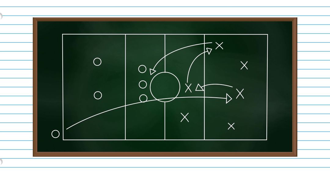 Sports Strategy Diagram with Team Tactics on Chalkboard