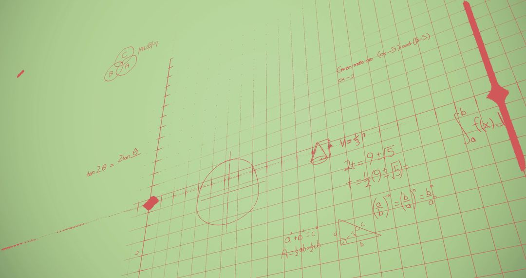 Mathematical Equations on Green Grid Background Conceptual Art
