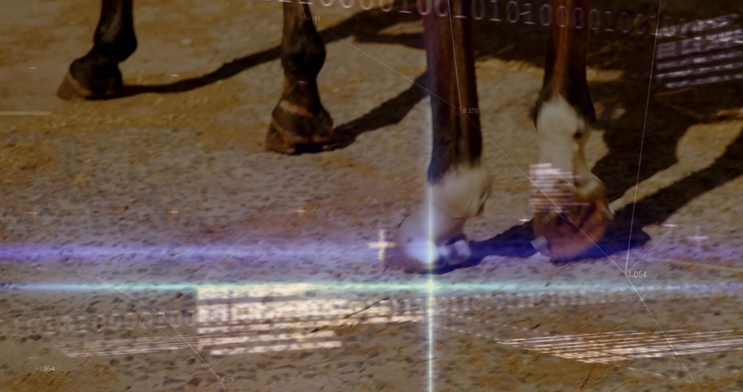 Galloping Horse Hooves with Futuristic Elements on Dirt Track