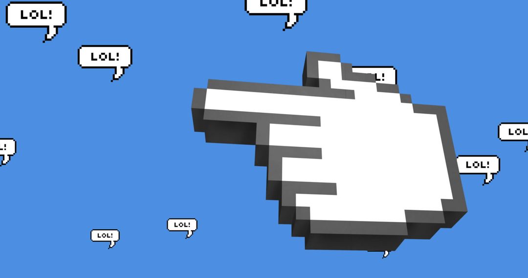 Digital Cursor with LOL Speech Bubbles on Blue Background