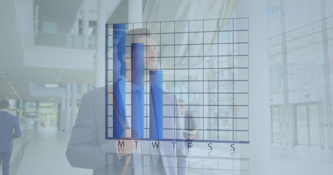 Businessman Analyzing Financial Graph Data in Modern Office