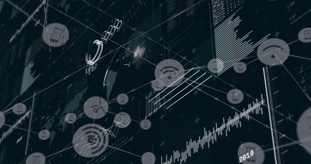 Futuristic Digital Data Network Visualization