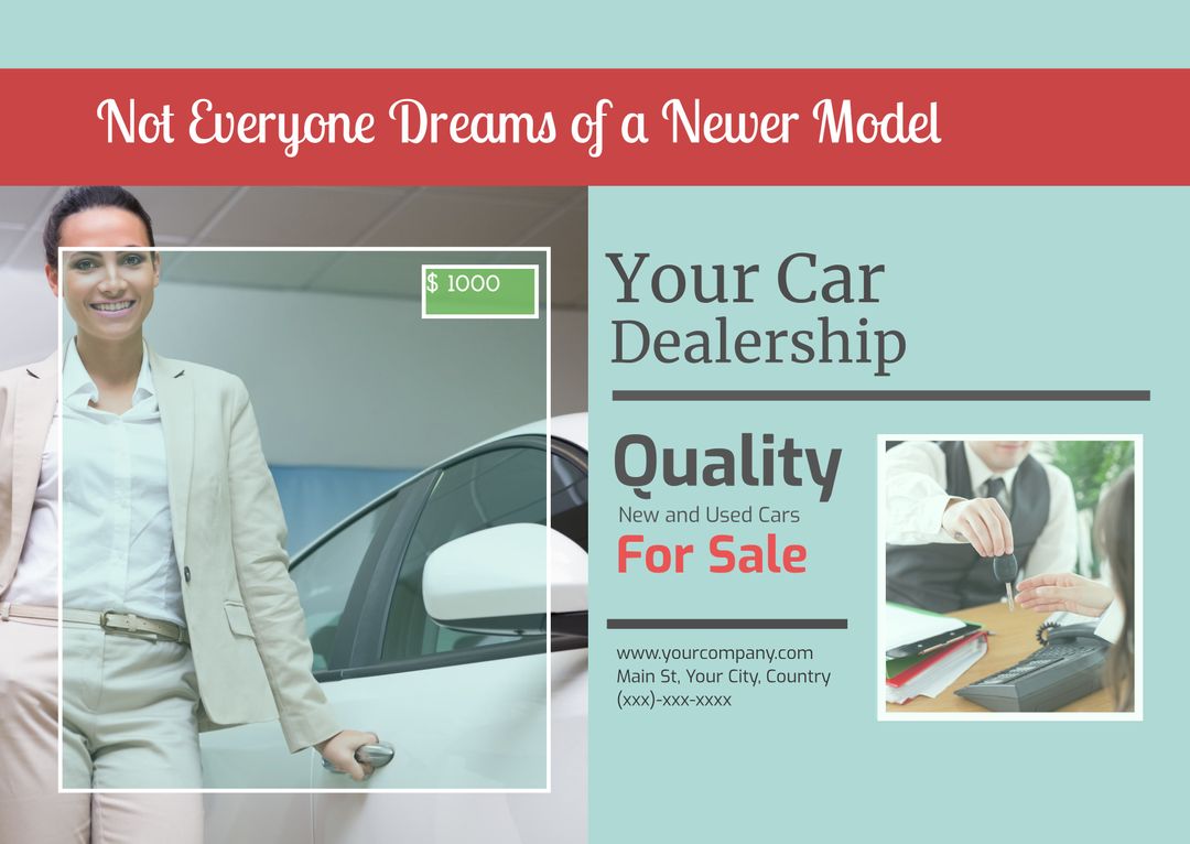 Professional Car Dealership Advertisement with Trusted Salesperson