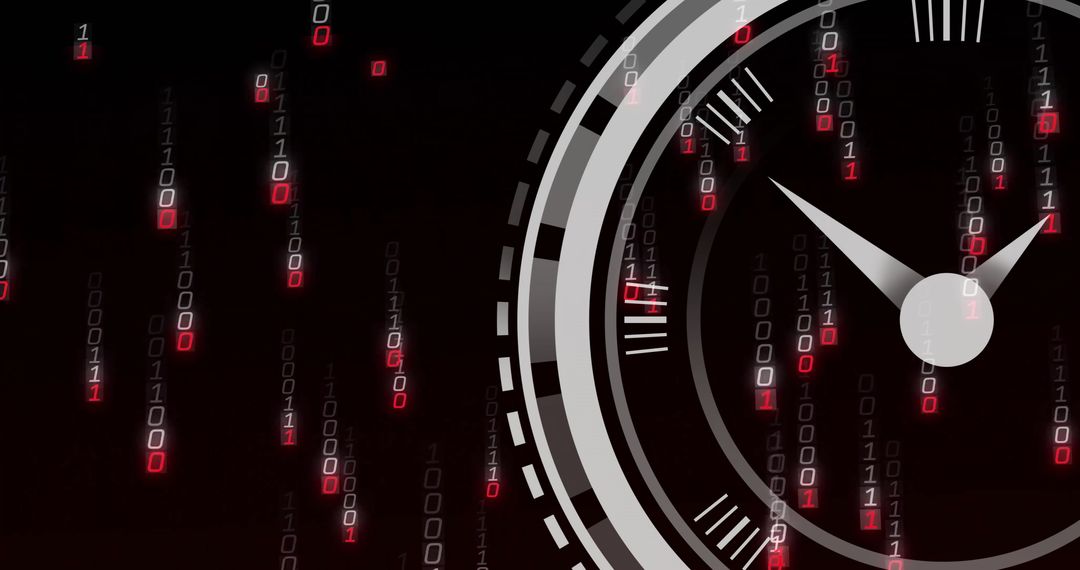 Abstract Technology Clock with Digital Binary Code - Free Images, Stock Photos and Pictures on Pikwizard.com