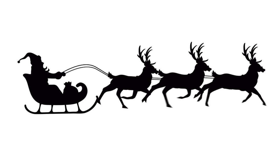 Silhouetted Santa Claus and Reindeer Sleigh on White Background - Free Images, Stock Photos and Pictures on Pikwizard.com