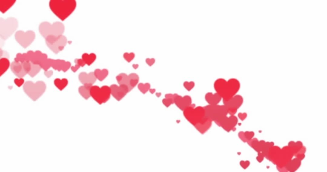 Floating Pink and Red Hearts on White Background for Valentine's