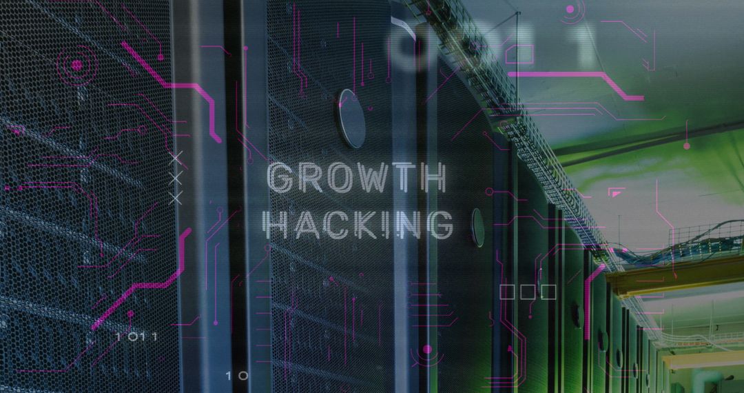 Growth Hacking Concept with Data Processing in Server Room