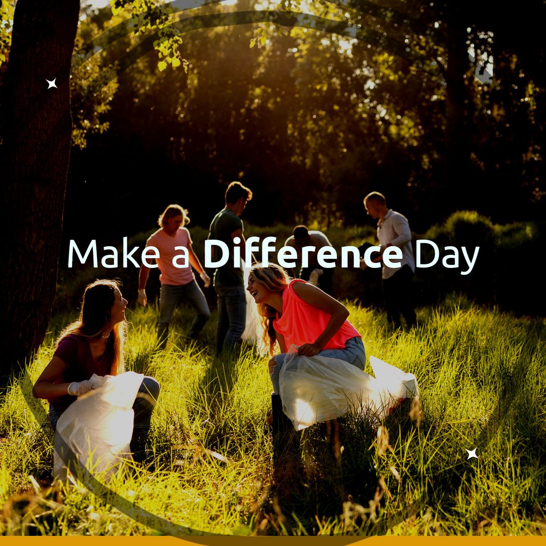 Group of Volunteers Cleaning Park for Make a Difference Day