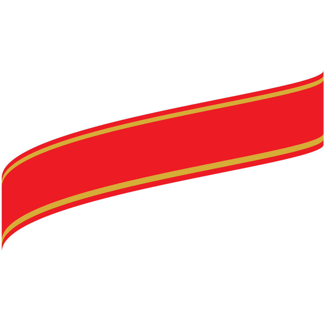 Elegant Red Ribbon Banner with Gold Trim on Transparent Background