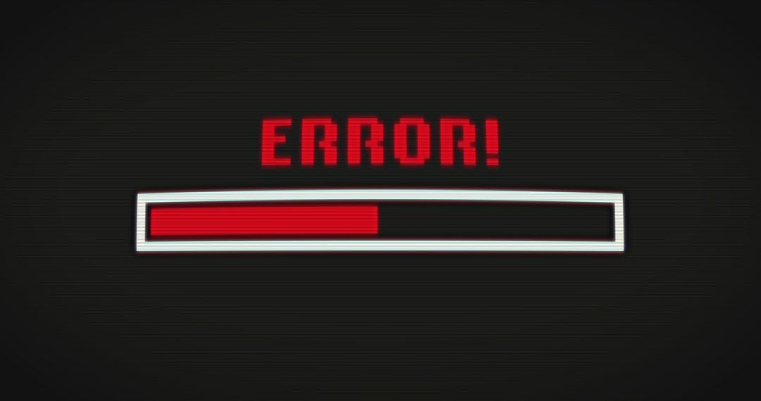 Pixelated Error Message with Loading Bar on Black Background - Free Images, Stock Photos and Pictures on Pikwizard.com