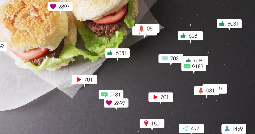 Burgers with Digital Notifications Highlighting Social Engagement