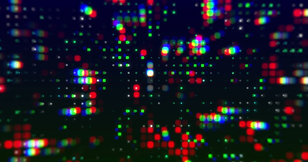 Vibrant Digital Dots in LED Pattern on Black Background