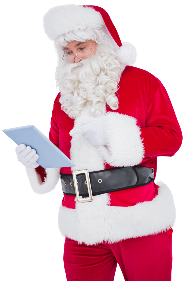 Transparent Santa Claus Using Digital Tablet for 2023 Holidays