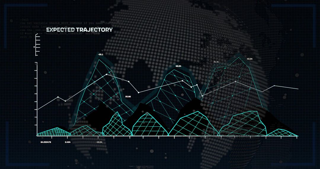 Futuristic 3D Mesh Graph in Virtual Analytics Dashboard