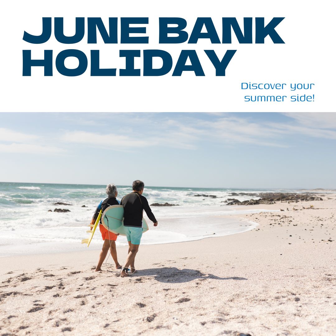 Biracial Senior Couple Enjoying a Surfing Day on Beach