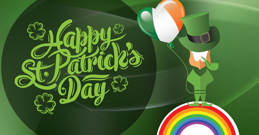 St. Patrick's Day Celebration with Leprechaun and Rainbow