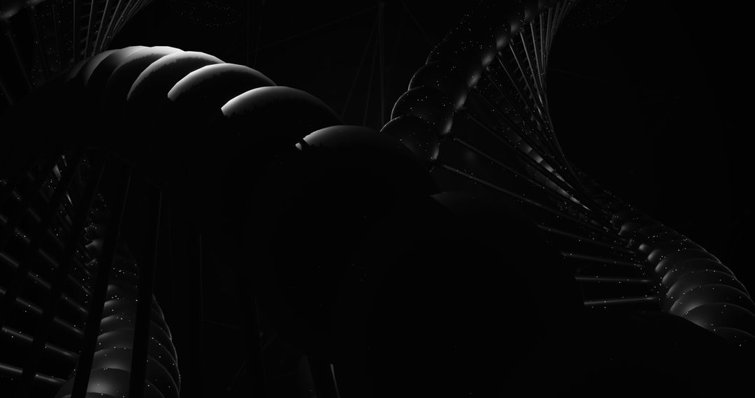 Macro View of Black DNA Strand in Mysterious Light