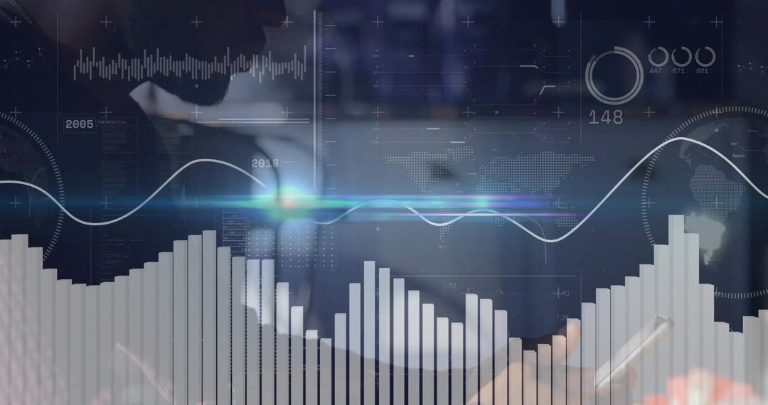 Business Professional Analyzing Data with Digital Holograms