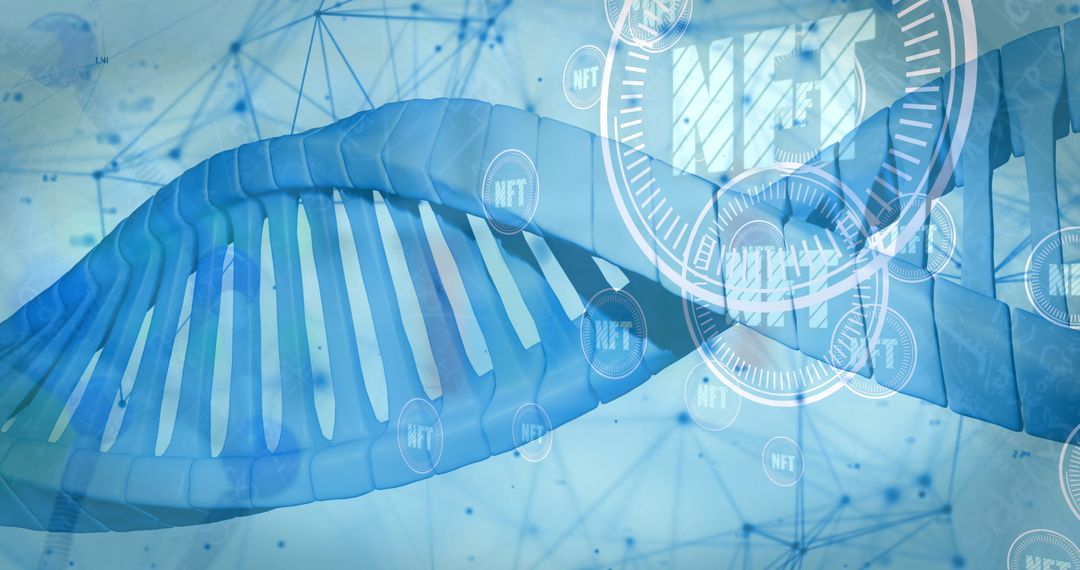 Futuristic Concept of NFTs and DNA with Network Connections